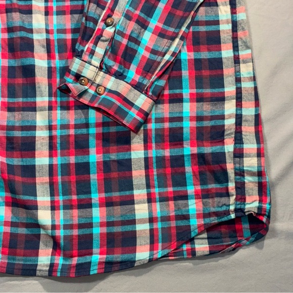 Columbia Mens Blue Red Aqua Plaid Button-up Shirt Men's Size 4XL Tall Big & Tall - Picture 3 of 7
